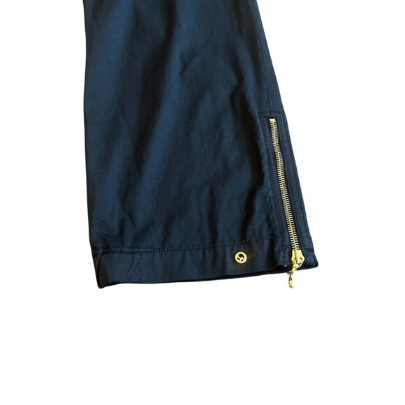 St. John Sport x Marie Gray Black Cropped Length Pants Slacks Gold Zip Size 4 - Picture 4 of 11